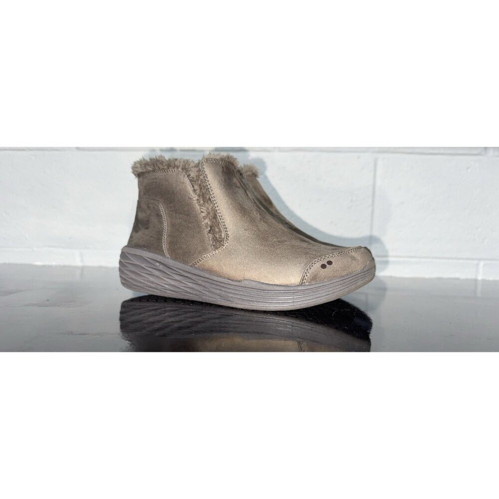 Ryka Nylah Womens Slip On Faux Fur Lined Ankle Boots Booties Size 8.5 M Brown